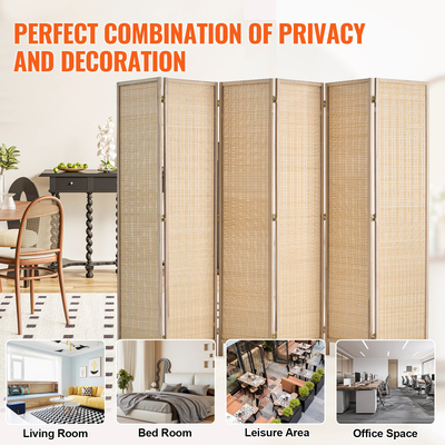 VEVOR 6 Panel Room Divider Bamboo Hand-woven Πτυσσόμενες Οθόνες Privacy Natural