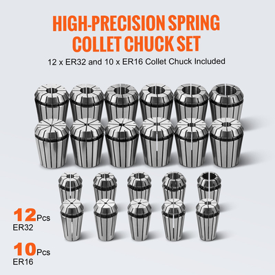 VEVOR CAT40 Collet Holder ER 16/32 Collet Set, 35 PCs, SLN FMB ER16/32 APU Tool Holder Spring Steel Collet τσοκ με 10 μπουλόνια έλξης και 3 κλειδιά, για τρυπάνια φρέζας