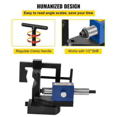 VEVOR Pipe Notcher Εργαλείο διάτρησης και πίεσης για εγκοπές εργαλείου εγκοπών σωλήνα 0-50 μοιρών 3/4&quot;-3&quot; Στρογγυλή οπή σωλήνων Οπή σωλήνων με πλαίσιο αλουμινίου Εγκοπή σωλήνων πλαισίου για κοπή οπών μέσω μετάλλου, ξύλου.