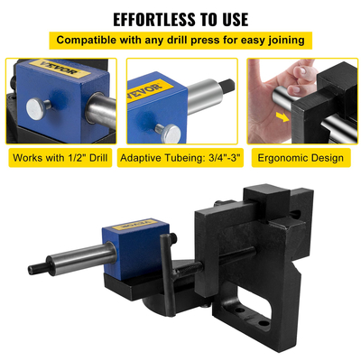 VEVOR Pipe Notcher Εργαλείο διάτρησης και πίεσης για εγκοπές εργαλείου εγκοπών σωλήνα 0-50 μοιρών 3/4&quot;-3&quot; Στρογγυλή οπή σωλήνων Οπή σωλήνων με πλαίσιο αλουμινίου Εγκοπή σωλήνων πλαισίου για κοπή οπών μέσω μετάλλου, ξύλου.
