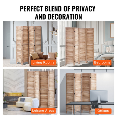 VEVOR Wood Divider Room Ξύλινο Privacy Screen 4 Panel Room Separation Divider