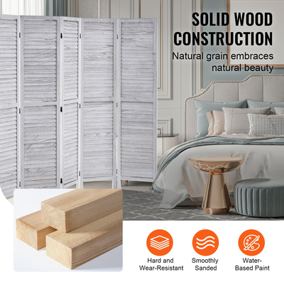 VEVOR Ξύλινο Διαχωριστικό Δωματίου Ξύλινη Οθόνη Προστασίας Προσωπικών Δεδομένων 6 Πάνελ Διαχωριστικό Δωματίου