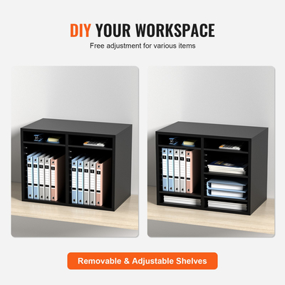 VEVOR Wood Literature Organizer, 12 διαμερίσματα, Ταξινόμηση αρχείων με αφαιρούμενα ράφια, Υποδοχή γραμματοκιβωτίων για Office Home Classroom Οργανισμός Mailrooms, Πιστοποίηση EPA, Μαύρο