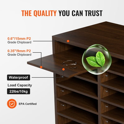 VEVOR Literature Organizers, Ταχυδρομική θυρίδα γραφείου 12 θέσεων με ρυθμιζόμενα ράφια, Ξύλο Literature Sorter 20,4x12x16,1 ίντσες για γραφείο, σπίτι, τάξη, οργάνωση ταχυδρομικών αιθουσών, EPA Certified καφέ