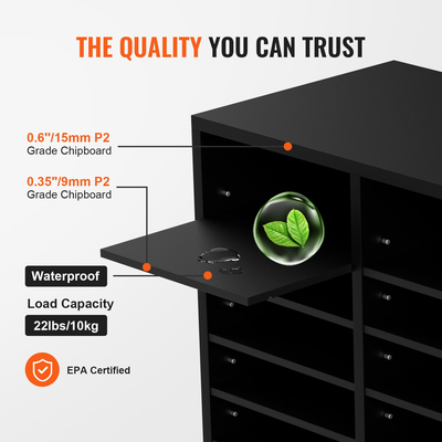 VEVOR Wood Literature Organizer, 24 διαμερίσματα, Ταξινόμηση αρχείων με αφαιρούμενα ράφια, Υποδοχή γραμματοκιβωτίων για Office Home Classroom Οργανισμός Mailrooms, Πιστοποίηση EPA, Μαύρο