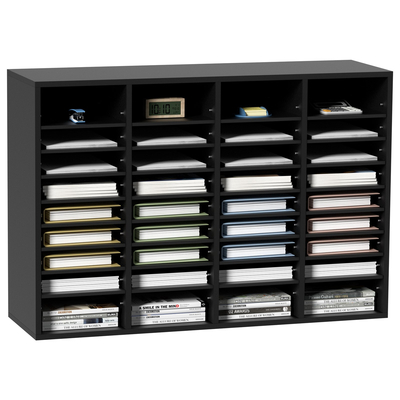 VEVOR Wood Literature Organizer, 36 διαμερίσματα, Ταξινόμηση αρχείων με αφαιρούμενα ράφια, Υποδοχή γραμματοκιβωτίων για Office Home Classroom Οργανισμός Mailrooms, Πιστοποίηση EPA, Μαύρο
