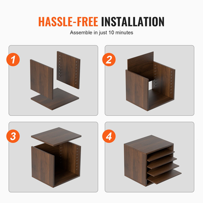 VEVOR Literature Organizers, Γραμματοκιβώτιο γραφείου 5 θέσεων με ρυθμιζόμενα ράφια, Ξύλινος ταξινομητής λογοτεχνίας 13,9x12x13 ίντσες για γραφείο, σπίτι, τάξη, οργάνωση αίθουσες αλληλογραφίας, Πιστοποίηση EPA, Καφέ