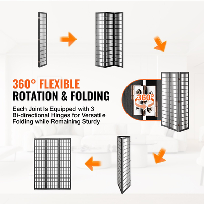 VEVOR Διαχωριστικό Δωματίου Ιαπωνικό Διαχωριστικό Τοίχου Οθόνη πάνελ 3 για Διαχωρισμό Δωματίων