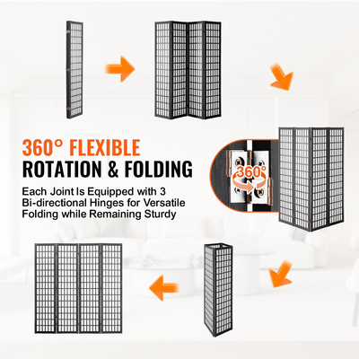 VEVOR Διαχωριστικό Δωματίου Ιαπωνικό Διαχωριστικό Τοίχου Οθόνη πάνελ 4 για Διαχωρισμό Δωματίων