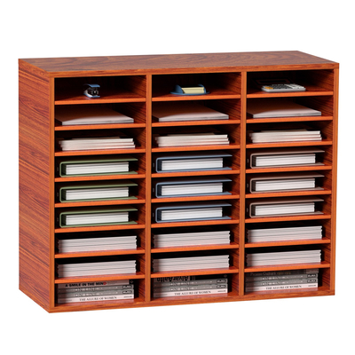 VEVOR Wood Literature Organizer File Sorter Βάση αποθήκευσης χαρτιού 27 υποδοχές Καφέ