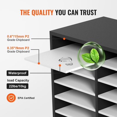 VEVOR Wood Literature Organizer File Sorter Βάση αποθήκευσης χαρτιού 27 υποδοχές Μαύρο