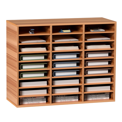 VEVOR Wood Literature Organizer File Sorter Βάση αποθήκευσης χαρτιού 27 υποδοχές Λευκό