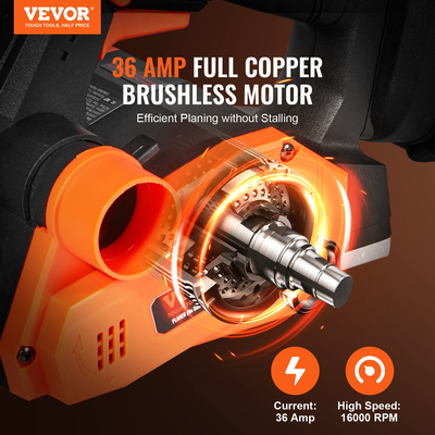 Ηλεκτρική πλάνη χειρός VEVOR Cordless, 3-1/4&quot; Width, 16000 RPM Πλάνη χειρός με μπαταρία 5/64&quot; Ρυθμιζόμενο βάθος 5/64&quot; Λεπίδες HSS Dual Side Dust Outlet, για ξυλουργική λείανση επιφάνειας πλανίσματος ξύλου