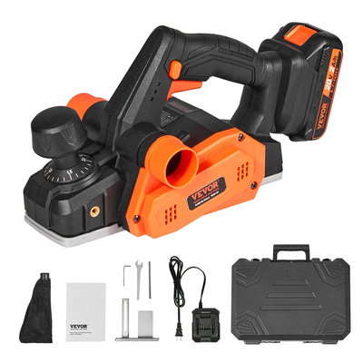 Ηλεκτρική πλάνη χειρός VEVOR Cordless, 3-1/4&quot; Width, 16000 RPM Πλάνη χειρός με μπαταρία 5/64&quot; Ρυθμιζόμενο βάθος 5/64&quot; Λεπίδες HSS Dual Side Dust Outlet, για ξυλουργική λείανση επιφάνειας πλανίσματος ξύλου