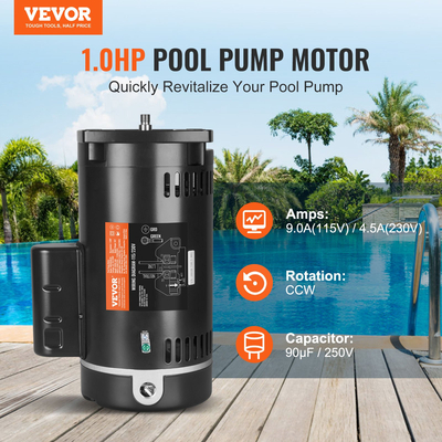 VEVOR 1HP Pool Pump Motor 115/230V 9/4,5 Amps 56Y 3450RPM 90μF/250V Capacitor