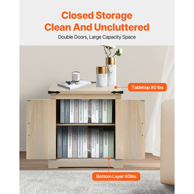 VEVOR Rattan Τραπεζάκι Σαλονιού Ορθογώνιο Rattan Τραπεζάκι σαλονιού 2 επιπέδων για σαλόνι