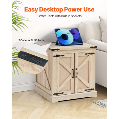 VEVOR Rattan Τραπεζάκι Σαλονιού Ορθογώνιο Rattan Τραπεζάκι σαλονιού 2 επιπέδων για σαλόνι