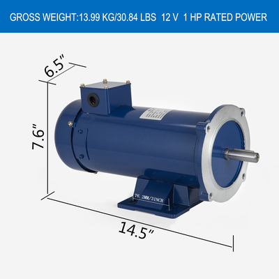 12V DC MOTOR, 1HP, 56C Frame, 1750rpm, TEFC, Μόνιμος μαγνήτης, Ολοκαίνουργιο