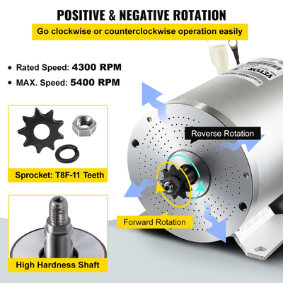VEVOR 2000 Watts 48 Volt Brushless Motor Kit 42 Amp 4300 RPM Ηλεκτρικός κινητήρας σκούτερ υψηλής ταχύτητας με βάση στήριξης, για ηλεκτρονικά σκούτερ, καρτ, ηλεκτρονικά ποδήλατα