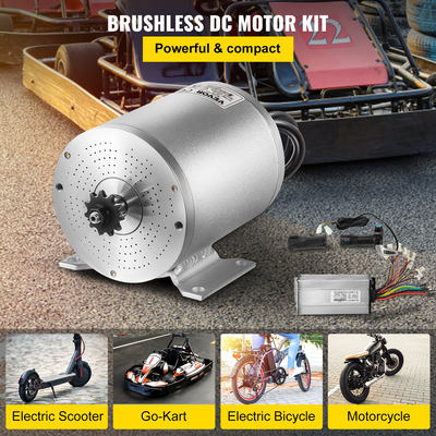 VEVOR Ηλεκτρικός κινητήρας DC χωρίς ψήκτρες 48V 2000W Ηλεκτρικός κινητήρας χωρίς ψήκτρες 4300 RPM κινητήρας υψηλής ταχύτητας με ελεγκτή 34A και λαβή γκαζιού για Go Kart ATV Ηλεκτρικό σκούτερ μοτοσικλέτας Μοτοσικλέτα μεσαίας κίνησης DIY
