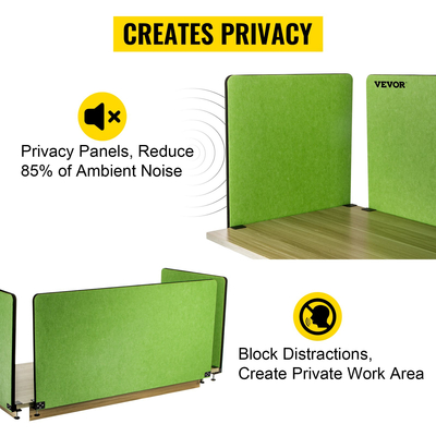 VEVOR Desk Divider 60&#039;&#039; Desk Privacy Panel, 3 panels Privacy Acoustic panel, Sound Absorbing Acoustic Privacy panel, Μειώστε το θόρυβο και τις οπτικές περισπασμούς, Ελαφρύ πράσινο διαχωριστικό με σφιγκτήρα