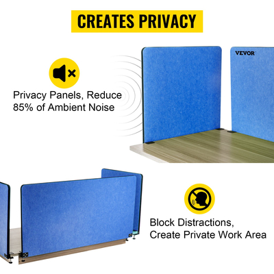 VEVOR Desk Divider 60&#039;&#039; Desk Privacy Panel, 3 Panels Privacy Acoustic Panel, Sound Absorbing Acoustic Privacy Panel, Μειώστε το θόρυβο και τις οπτικές περισπασμούς, Ελαφρύς διαχωριστής με σφιγκτήρα Navy Blue