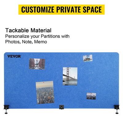 VEVOR Desk Divider 60&#039;&#039; Desk Privacy Panel, 3 Panels Privacy Acoustic Panel, Sound Absorbing Acoustic Privacy Panel, Μειώστε το θόρυβο και τις οπτικές περισπασμούς, Ελαφρύς διαχωριστής με σφιγκτήρα Navy Blue