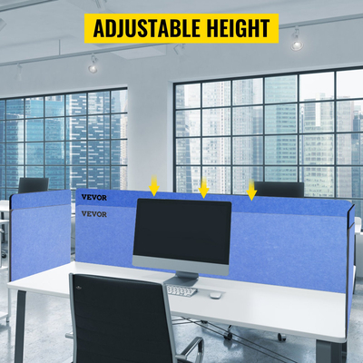 VEVOR Desk Divider 60&#039;&#039; Desk Privacy Panel, 3 Panels Privacy Acoustic Panel, Sound Absorbing Acoustic Privacy Panel, Μειώστε το θόρυβο και τις οπτικές περισπασμούς, Ελαφρύς διαχωριστής με σφιγκτήρα Navy Blue