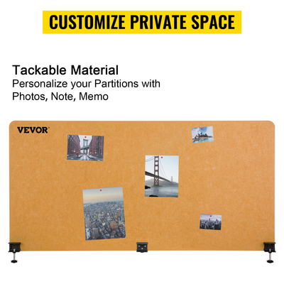 VEVOR Desk Divider 60&#039;&#039; Desk Privacy Panel, 3 panels Privacy Acoustic panel, Sound Absorbing Acoustic Privacy panel, Μειώστε το θόρυβο και τις οπτικές περισπασμούς, Ελαφρύ κίτρινο διαχωριστικό με σφιγκτήρα