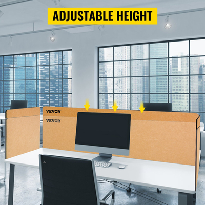 VEVOR Desk Divider 60&#039;&#039; Desk Privacy Panel, 3 panels Privacy Acoustic panel, Sound Absorbing Acoustic Privacy panel, Μειώστε το θόρυβο και τις οπτικές περισπασμούς, Ελαφρύ κίτρινο διαχωριστικό με σφιγκτήρα