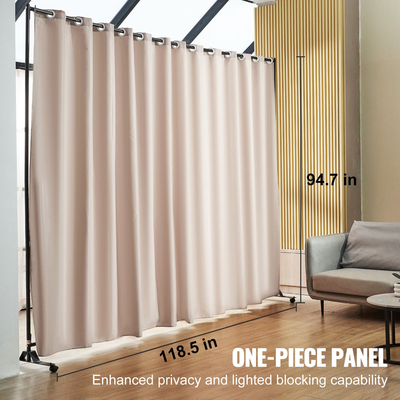 VEVOR Room Divider, 8 ft x 10 ft φορητό διαχωριστικό δωματίων με πάνελ με ρόδες Διαιρέτη κουρτινών Βάση, διαχωριστικό δωματίου Οθόνη απορρήτου για γραφείο, υπνοδωμάτιο, τραπεζαρία, μελέτη, χακί