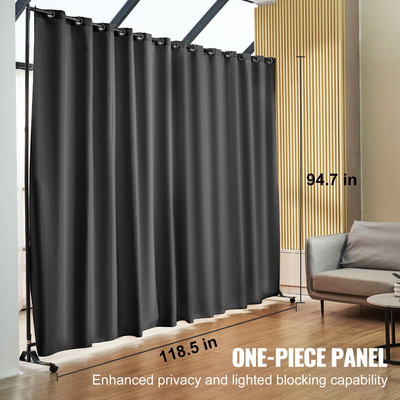 VEVOR Room Divider, 8 ft x 10 ft, φορητό διαχωριστικό δωματίου με ρόδες, διαχωριστικό κουρτινών με τροχούς, οθόνη Privacy divider για γραφείο, υπνοδωμάτιο, τραπεζαρία, γραφείο, ανοιχτό γκρι