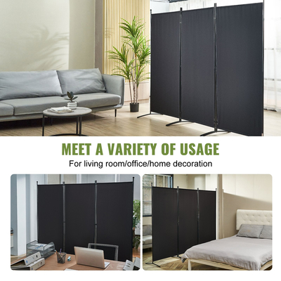 VEVOR Room Divider 3 Panel Αναδιπλούμενη Οθόνη Privacy 89&quot;x20.3&quot;x72.8&quot;Office Dark Black
