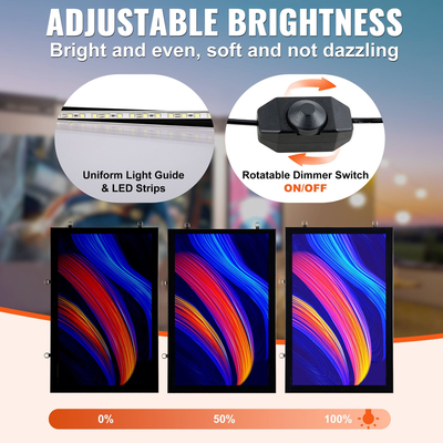 VEVOR Κορνίζα Πλαίσιο αφίσας LED Light Box 610x914mm Αφίσες ταινίας Μαύρο