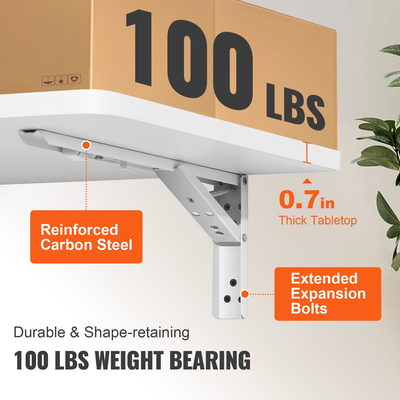 Επιτοίχιο πτυσσόμενο τραπέζι VEVOR, Πτυσσόμενα τραπέζια επιτοίχιας βάσης, Ξύλινο πλωτό γραφείο για τραπεζαρία, πλυσταριό, γραφείο, 23,6&quot; x 15,6&quot; Πτυσσόμενο γραφείο με στήριγμα από ανθρακούχο χάλυβα