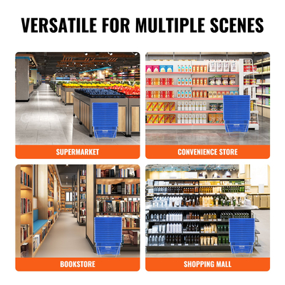 VEVOR Καλάθι αγορών Φορητό καλάθι παντοπωλείου 12 τεμ. 24L με λαβή &amp; βάση μπλε