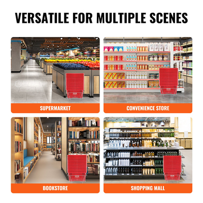 Καλάθι αγορών VEVOR Φορητό καλάθι παντοπωλείου 12 τεμ. 24L με λαβή &amp; βάση κόκκινο