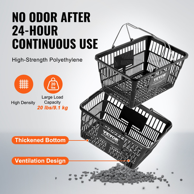 Καλάθι αγορών VEVOR Καλάθι παντοπωλείου 12 τμχ 21L με σιδερένια λαβή &amp; βάση μαύρο