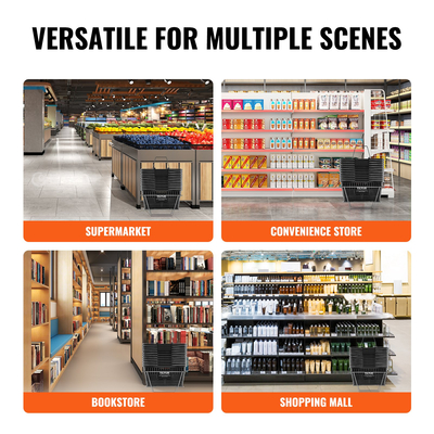 Καλάθι αγορών VEVOR Καλάθι παντοπωλείου 12 τμχ 21L με σιδερένια λαβή &amp; βάση μαύρο