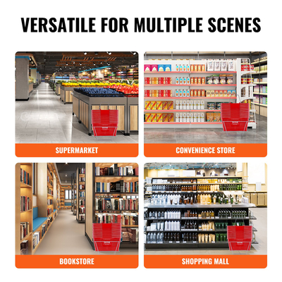 Καλάθι αγορών VEVOR Καλάθι παντοπωλείου 12 ΤΕΜ 21L με σιδερένια λαβή &amp; βάση κόκκινο