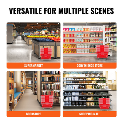 Καλάθι αγορών VEVOR Φορητό καλάθι παντοπωλείου 12 τεμ. 21L με λαβή &amp; βάση κόκκινο