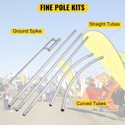 VEVOR Advertising Flag κοντάρι, 30 x Feather Flag Bundles with Ground Spike, 16 ft Windless Flag κοντάρια με πάσσαλο τοποθέτησης στο έδαφος, 6 τμχ κιτ κοντάρι σημαία Swooper, Σημαία επιγραφής για επιχειρήσεις Βιτρίνες καταστημάτων