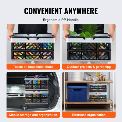 VEVOR Πτυσσόμενο καλάθι αγορών Φορητό καλάθι παντοπωλείου 3 ΤΕΜ 25L με χερούλι