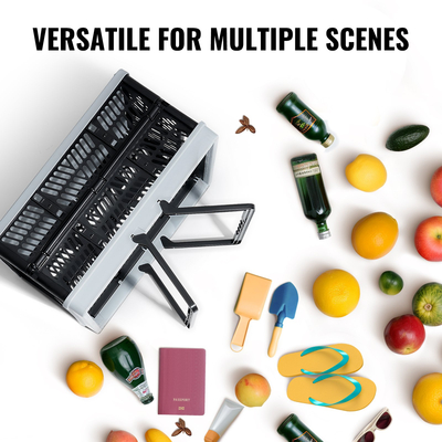 VEVOR Πτυσσόμενο καλάθι αγορών Φορητό καλάθι παντοπωλείου 3 ΤΕΜ 25L με χερούλι