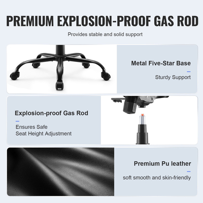 Καρέκλα γραφείου VEVOR με ρυθμιζόμενη οσφυϊκή υποστήριξη αιχμής, δερμάτινη καρέκλα γραφείου υψηλής πλάτης PU εργονομική για πόνους στην πλάτη, με αναδιπλούμενους βραχίονες με επένδυση