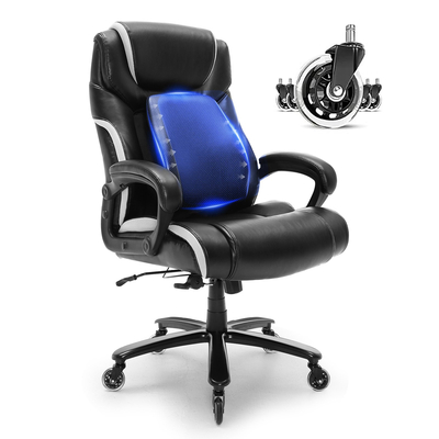 Καρέκλα γραφείου VEVOR Heavy Duty με ρυθμιζόμενη οσφυϊκή υποστήριξη αιχμής για πολλές ώρες, μεγάλη και ψηλή καρέκλα γραφείου 400 lbs, φαρδιά, παχιά επένδυση, ισχυρή μεταλλική βάση, ήσυχους τροχούς