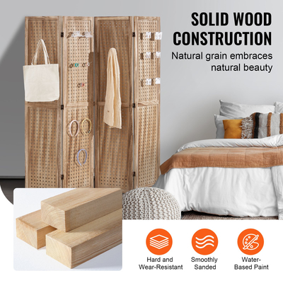VEVOR Ξύλινο Διαιρέτης Δωματίου Φορητό ξύλινο χώρισμα 4 Πάνελ για διαχωρισμό δωματίων