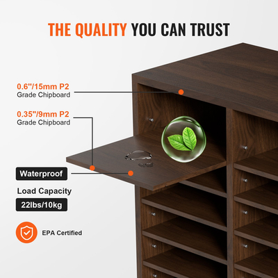 VEVOR Literature Organizers, Ταχυδρομική θυρίδα γραφείου 36 θέσεων με ρυθμιζόμενα ράφια, Ξύλο Literature Sorter 39,3x12x26,8 ίντσες για γραφείο, σπίτι, τάξη, οργάνωση ταχυδρομικών αιθουσών, EPA Certified καφέ