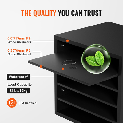 VEVOR Literature Organizers, Ταχυδρομική θυρίδα γραφείου 5 θέσεων με ρυθμιζόμενα ράφια, Ξύλο Literature Sorter 13,9x12x13 ίντσες για γραφείο, σπίτι, τάξη, οργάνωση αίθουσες αλληλογραφίας, πιστοποίηση EPA, Μαύρο