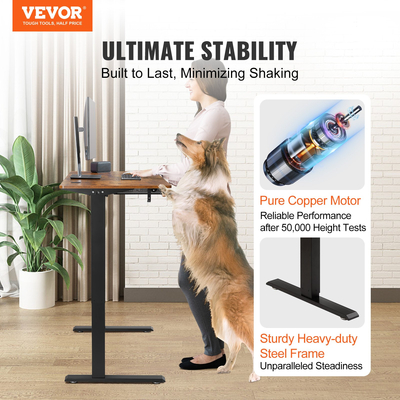 Γραφείο ρυθμιζόμενου ύψους VEVOR, 47,2 x 23,6 ίντσες με συρτάρι, Ηλεκτρικό γραφείο με 3 πλήκτρα, Ολόκληρη επιφάνεια επιφάνειας εργασίας, διπλός μεταλλικός σκελετός, Επιτραπέζιο όρθιο υπολογιστή χωρητικότητας 180 LBS, για το σπίτι και το γραφείο